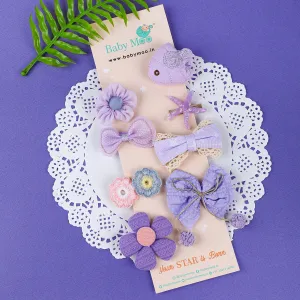 Asteria Bows Hair Clips Set 8 Pcs - Purple