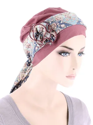 Bamboo Cap Rosette Sash Rose Pink