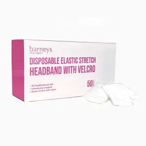 Barneys Disposable Stretch Headband with Velcro - 50 Pieces