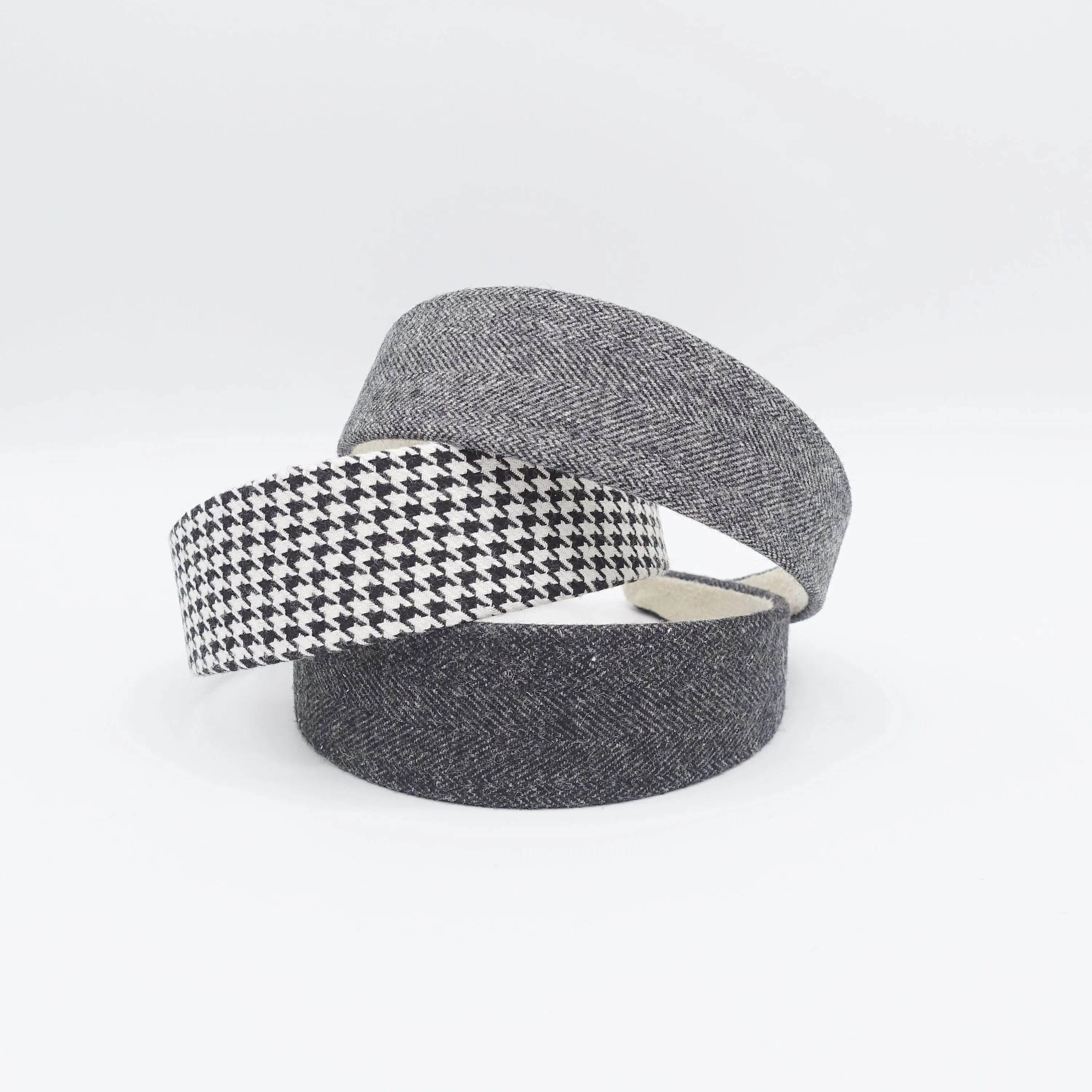 basic pattern headband woolen herringbone houndstooth headband Fall Winter basic hair accessory for women