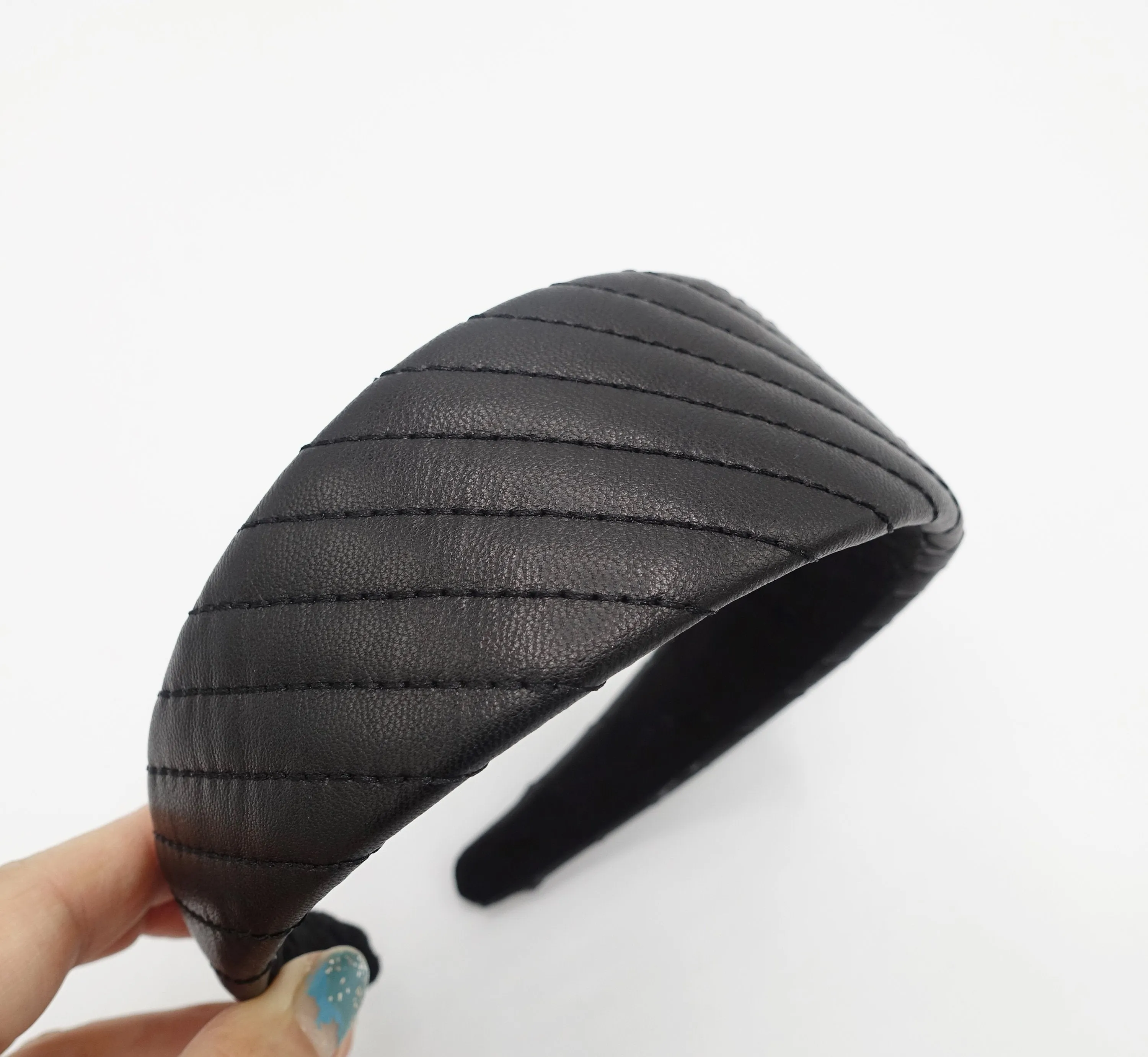 black leather headband