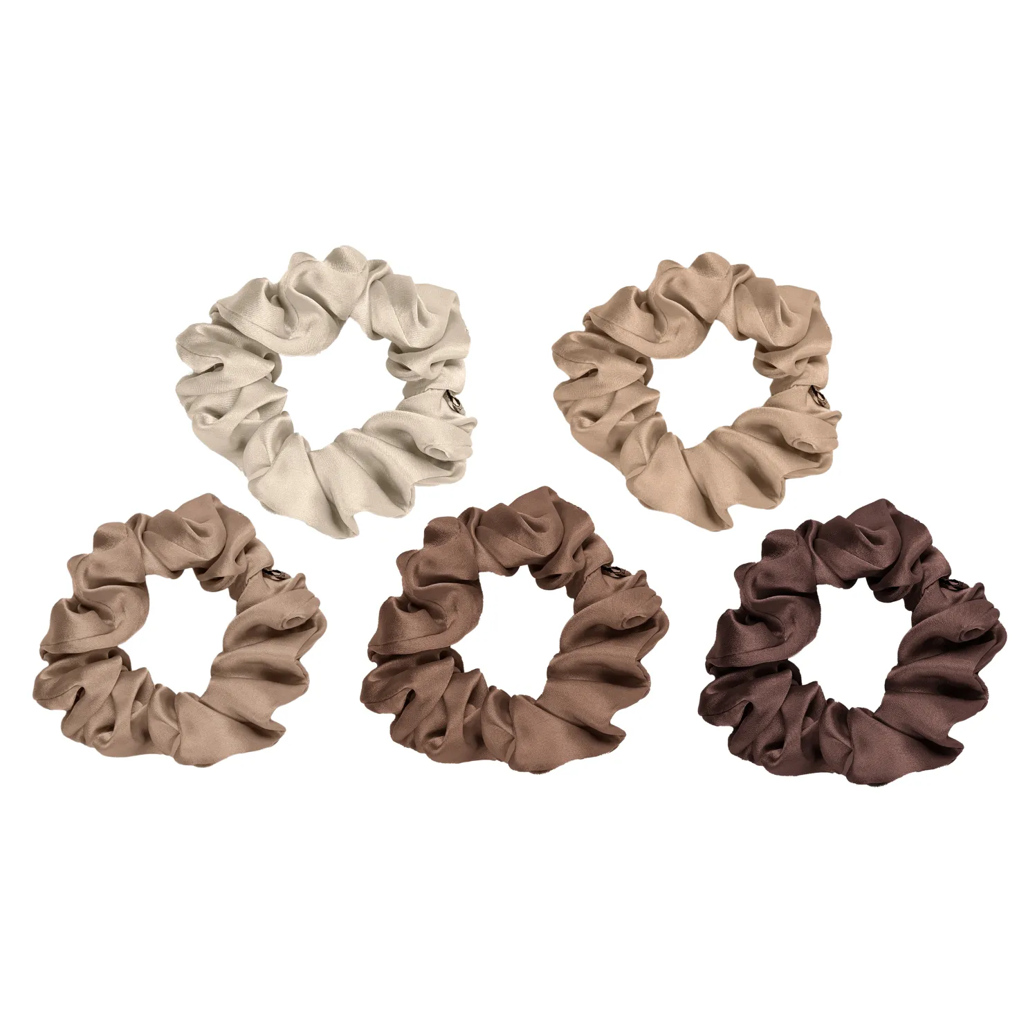 Brown Large Silk Scrunchies- 5