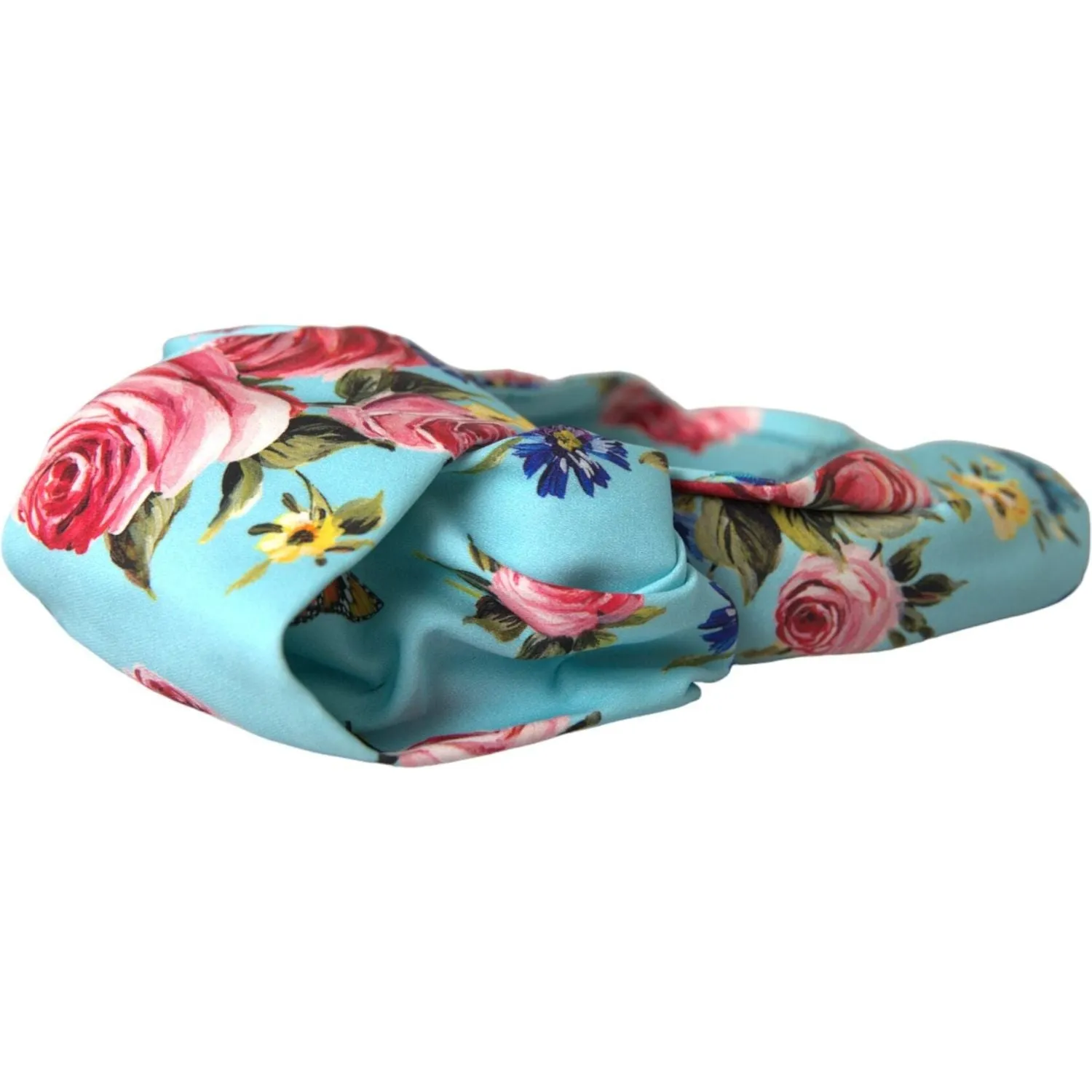 Dolce & Gabbana Turquoise Floral Applique Silk Women Headband Diadem