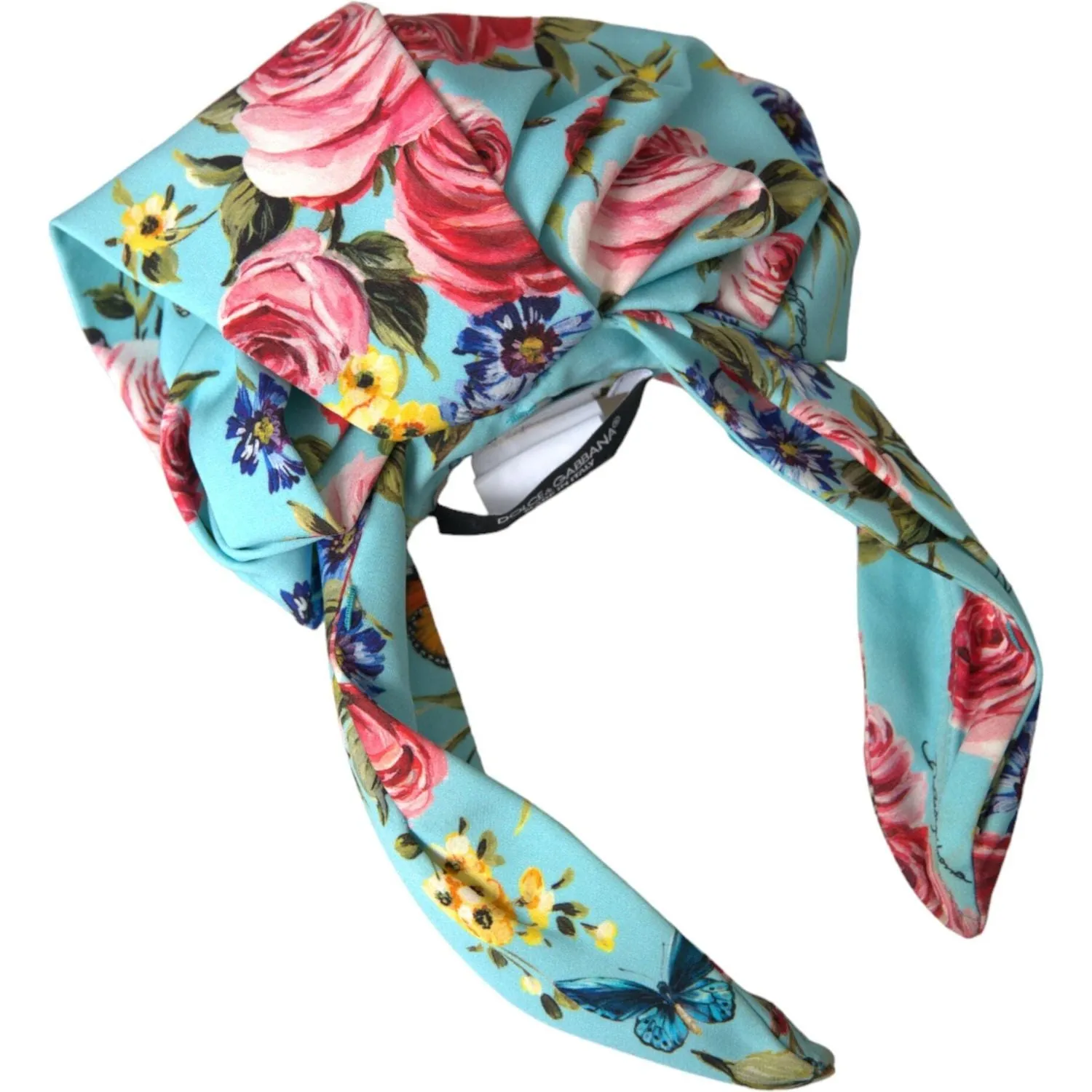 Dolce & Gabbana Turquoise Floral Applique Silk Women Headband Diadem