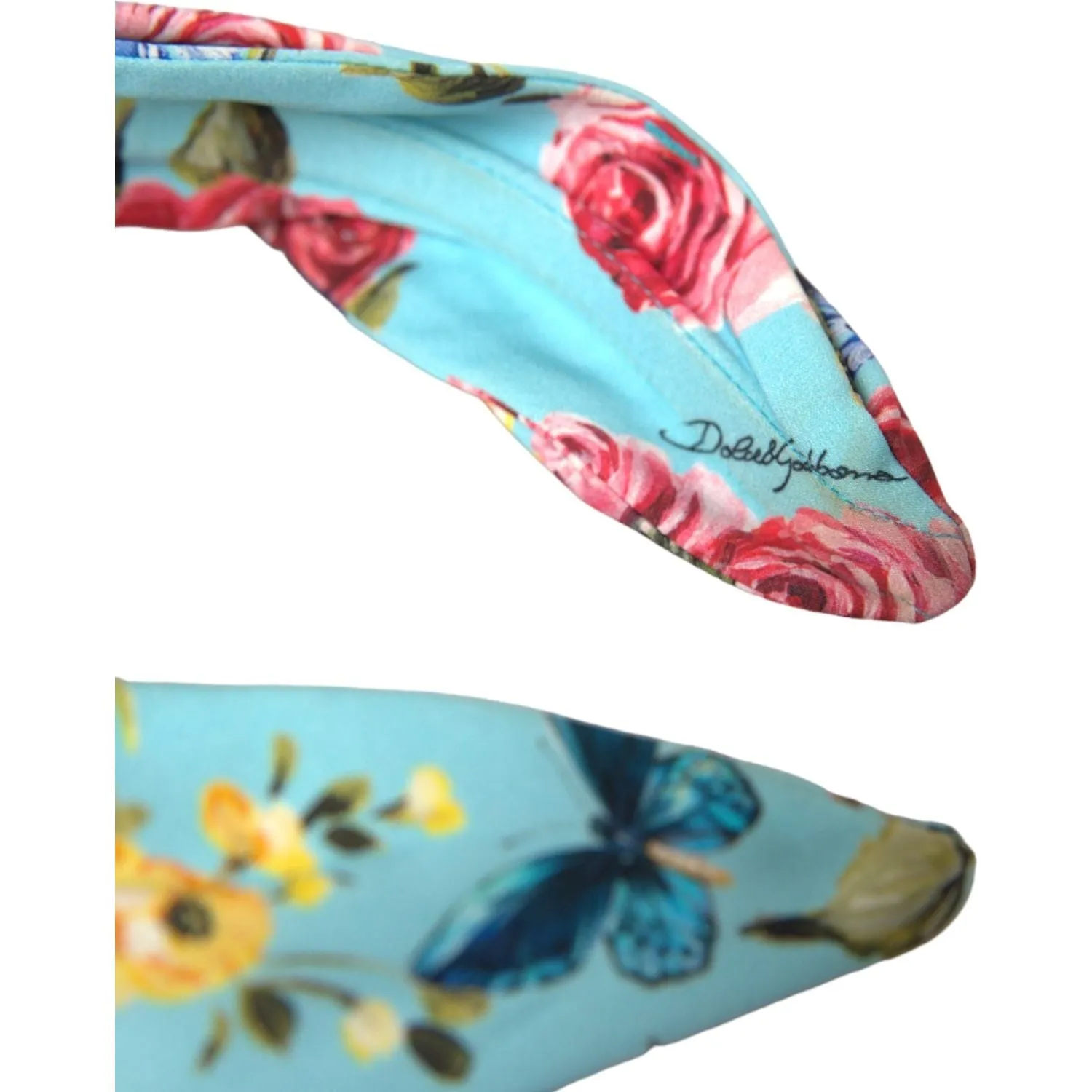 Dolce & Gabbana Turquoise Floral Applique Silk Women Headband Diadem