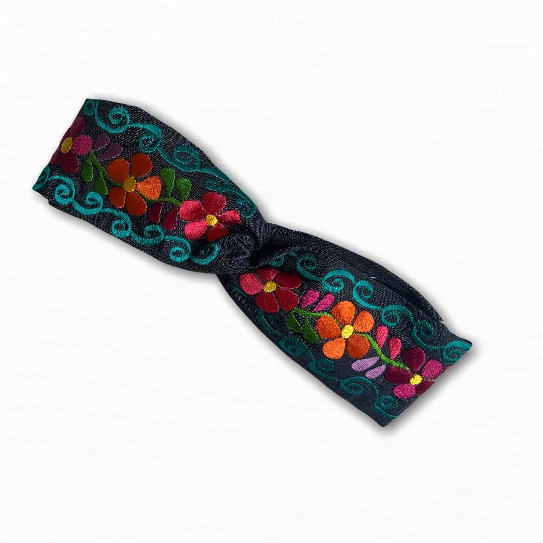 Floral, Embroidered Elastic Headbands