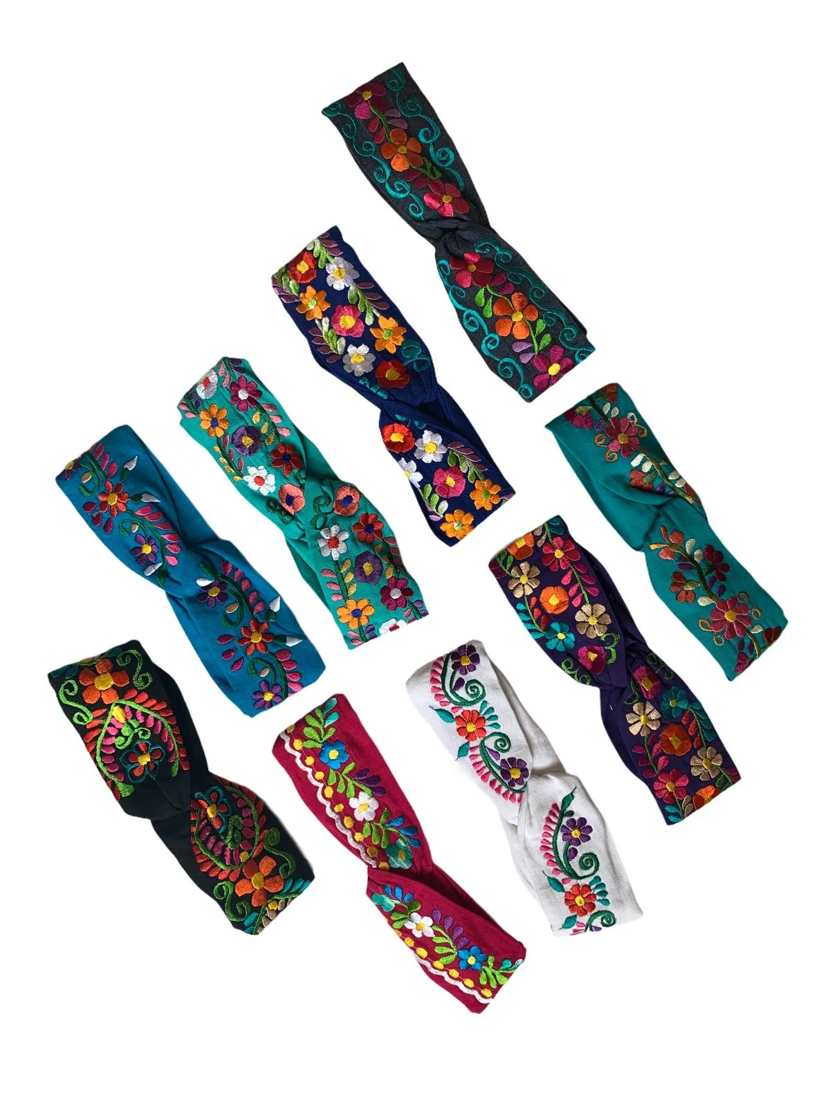 Floral, Embroidered Elastic Headbands