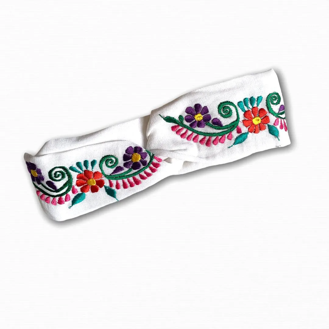 Floral, Embroidered Elastic Headbands