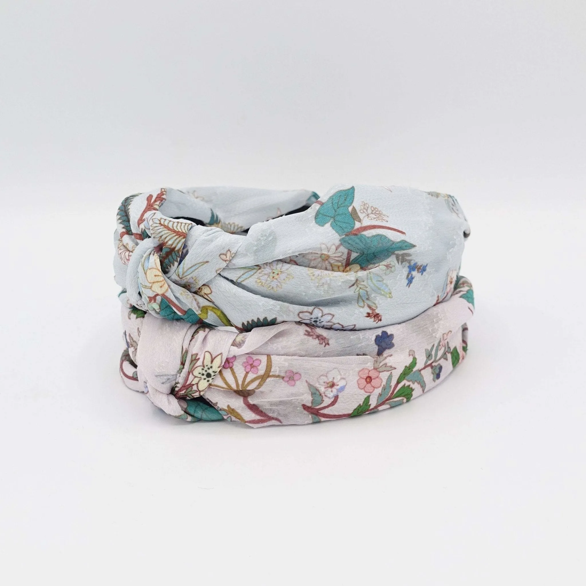 flower stem knot headband silk screen print chiffon hairband luxury women hair accessory