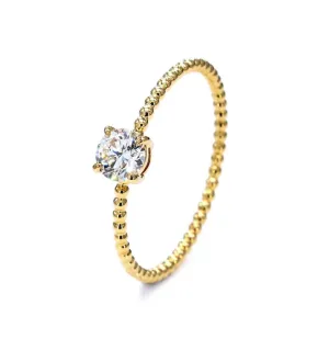 GIA Certified Round Diamond Beaded Ring