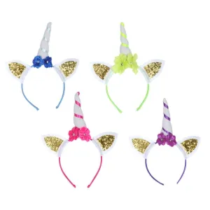 Glittered Unicorn Headbands 4ct