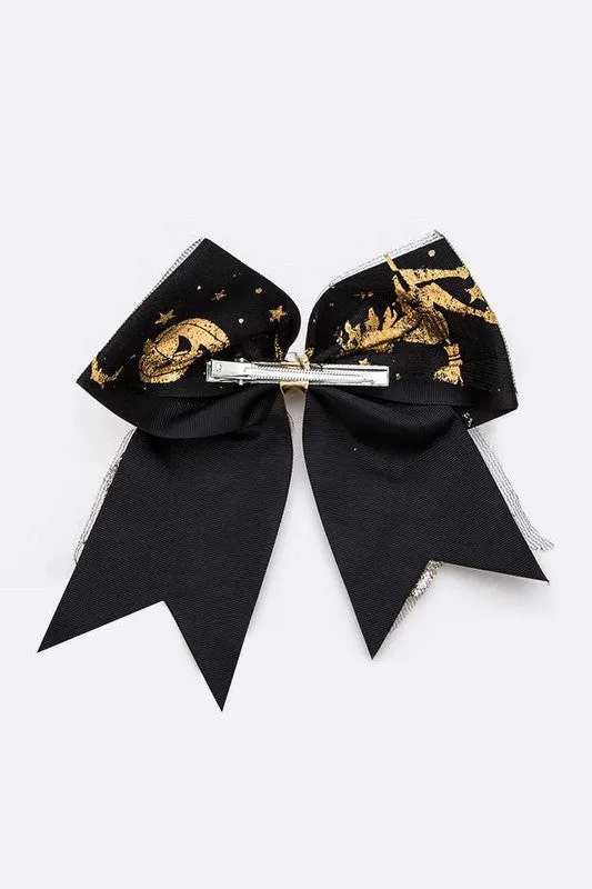 Gold Foil Halloween Large Bow Hair Clip Set