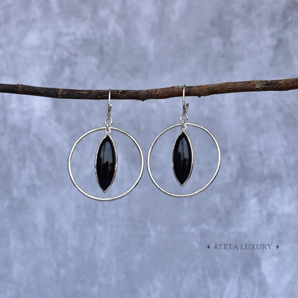 Hoop Glimmers - Onyx Earrings