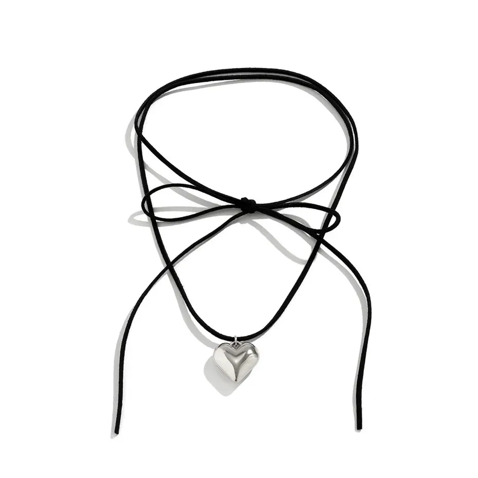 Ingemark Love Heart Necklace Bridal Knotted Bowknot Y2K Necklace