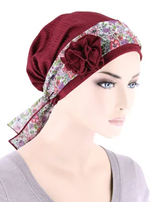 Josie Turban Rosette Sash Burgundy