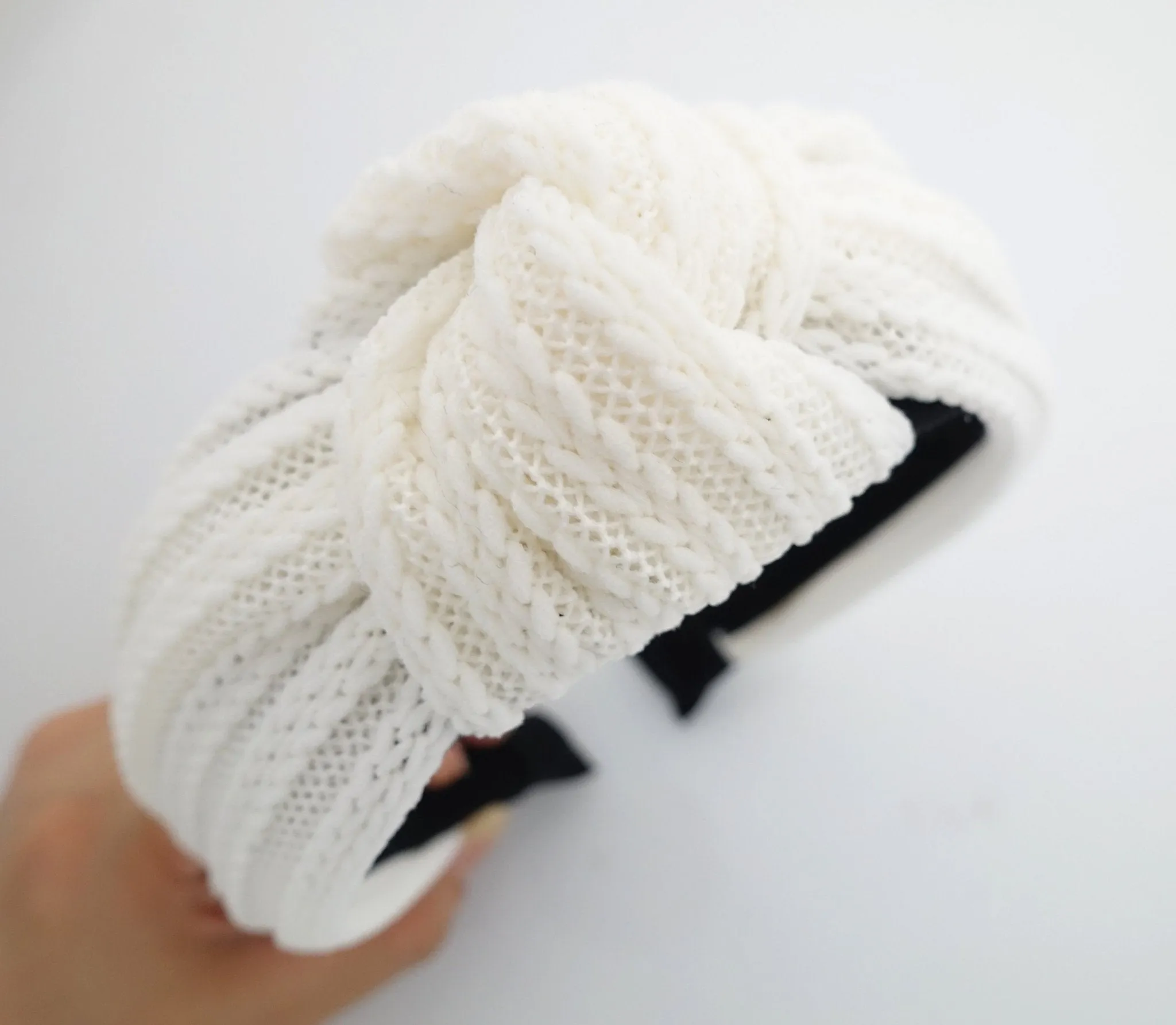 knit stripe top knot headband woman hairband