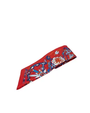 La Folle Parade Silk Twilly Scarf with Print