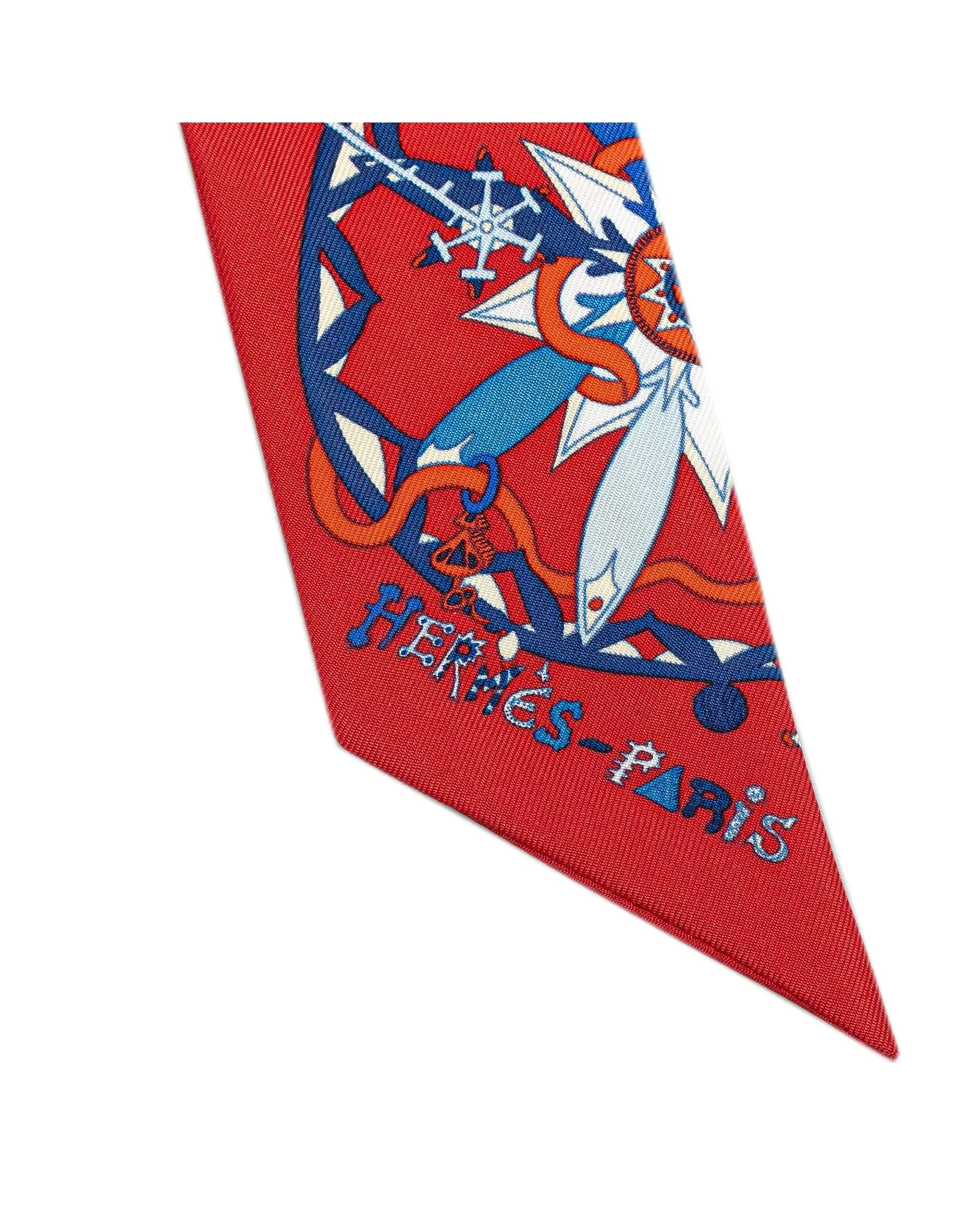 La Folle Parade Silk Twilly Scarf with Print