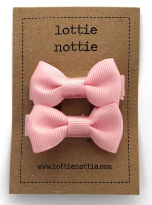 Lottie Nottie Solid Bow Hair Clips-Pink