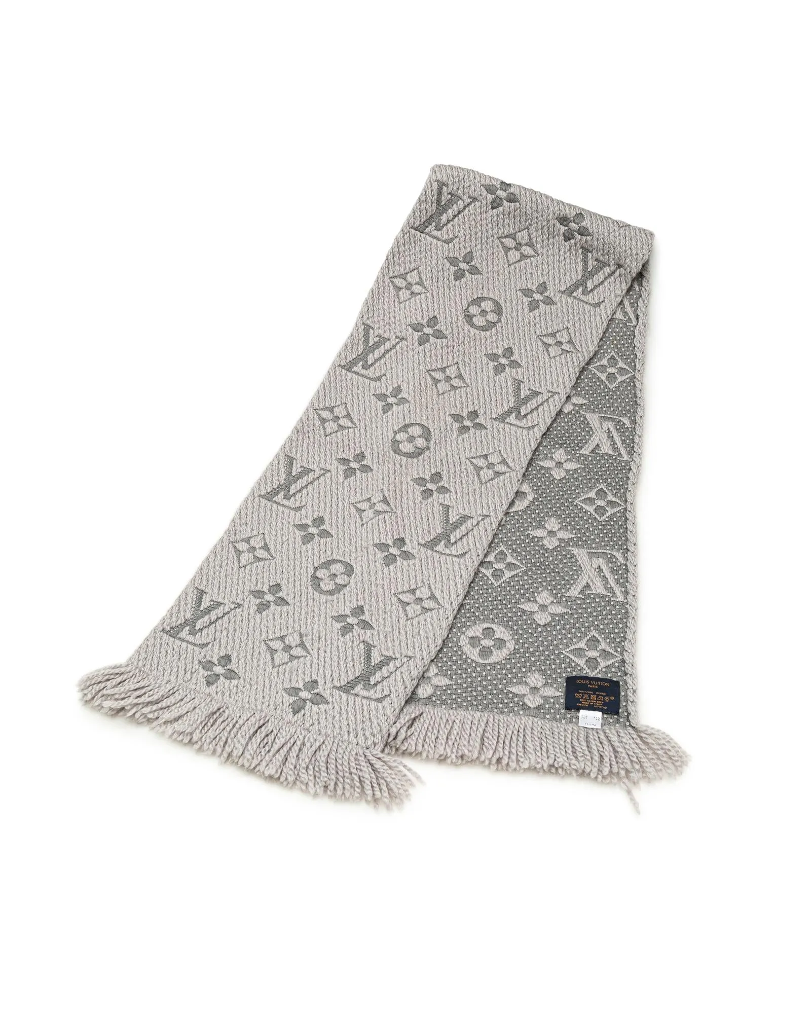 Gray Louis Vuitton Monogram Jacquard Wool Scarf