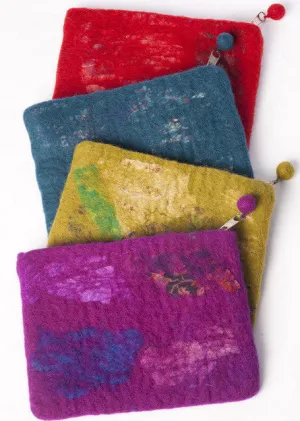 Nuno Felted Wool Sari Collage Coin Purses One-Of-A-Kind Handmade