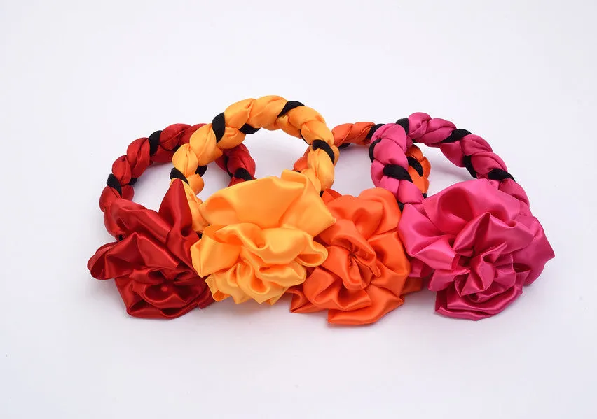 Satin and faux hair braid, Frida Kahlo headband