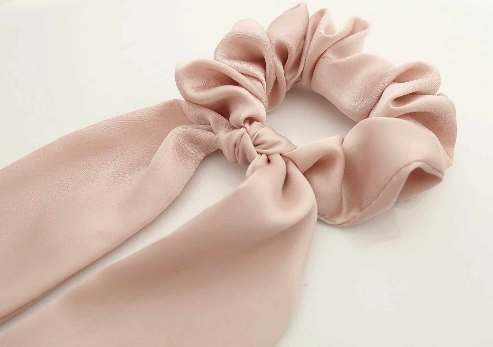 satin hair bow knot scrunchies glossy tail bow scrunchy women hair accessory