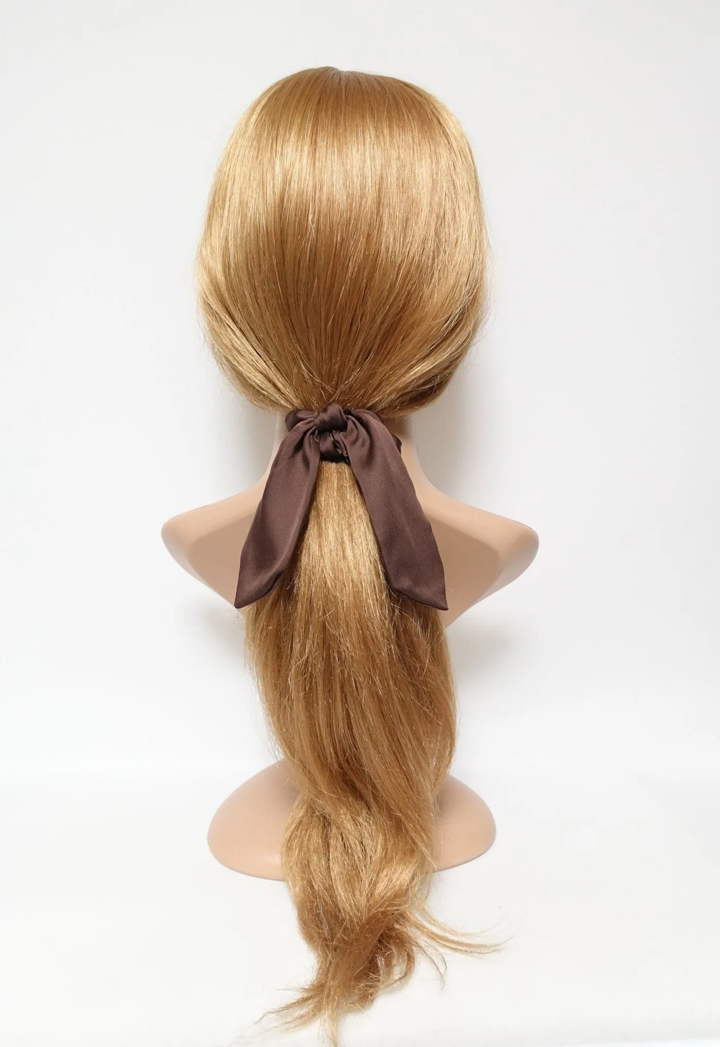 satin hair bow knot scrunchies glossy tail bow scrunchy women hair accessory