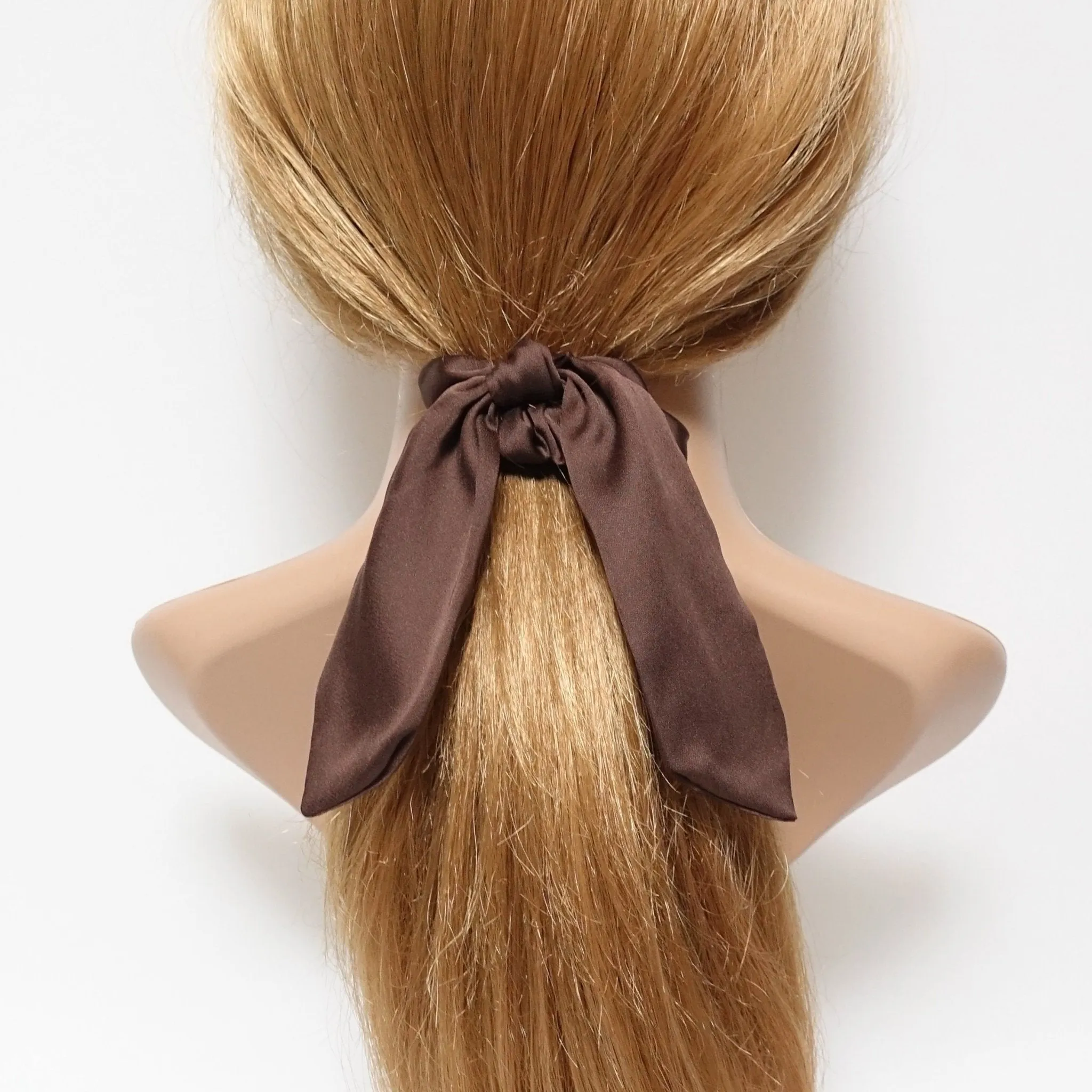 satin hair bow knot scrunchies glossy tail bow scrunchy women hair accessory