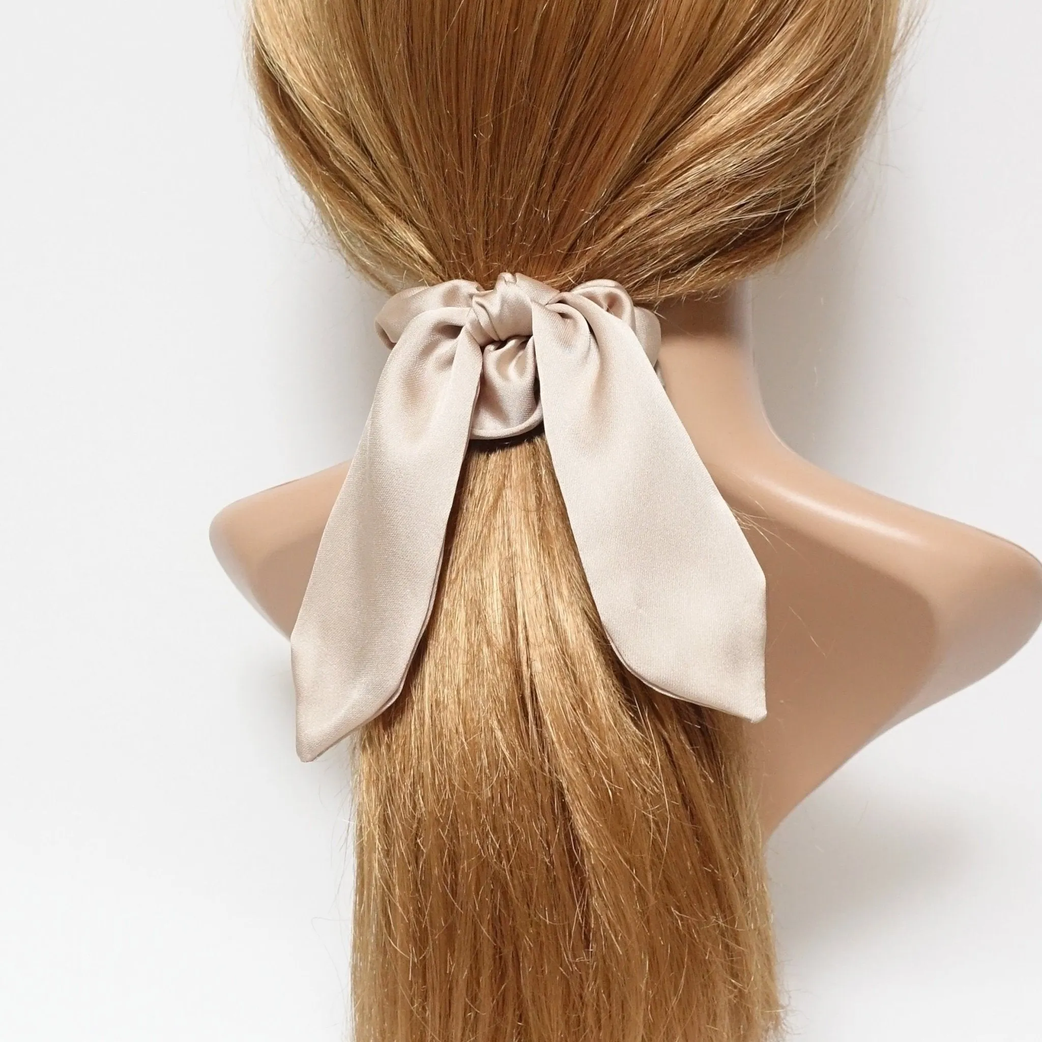 satin hair bow knot scrunchies glossy tail bow scrunchy women hair accessory