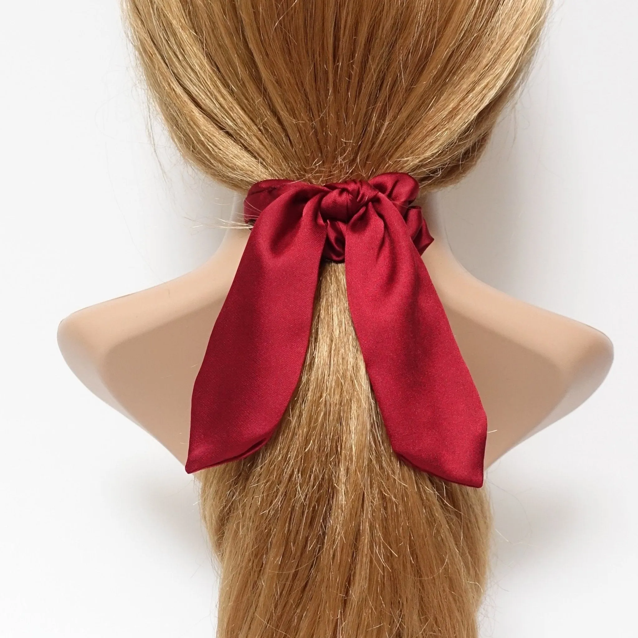 satin hair bow knot scrunchies glossy tail bow scrunchy women hair accessory