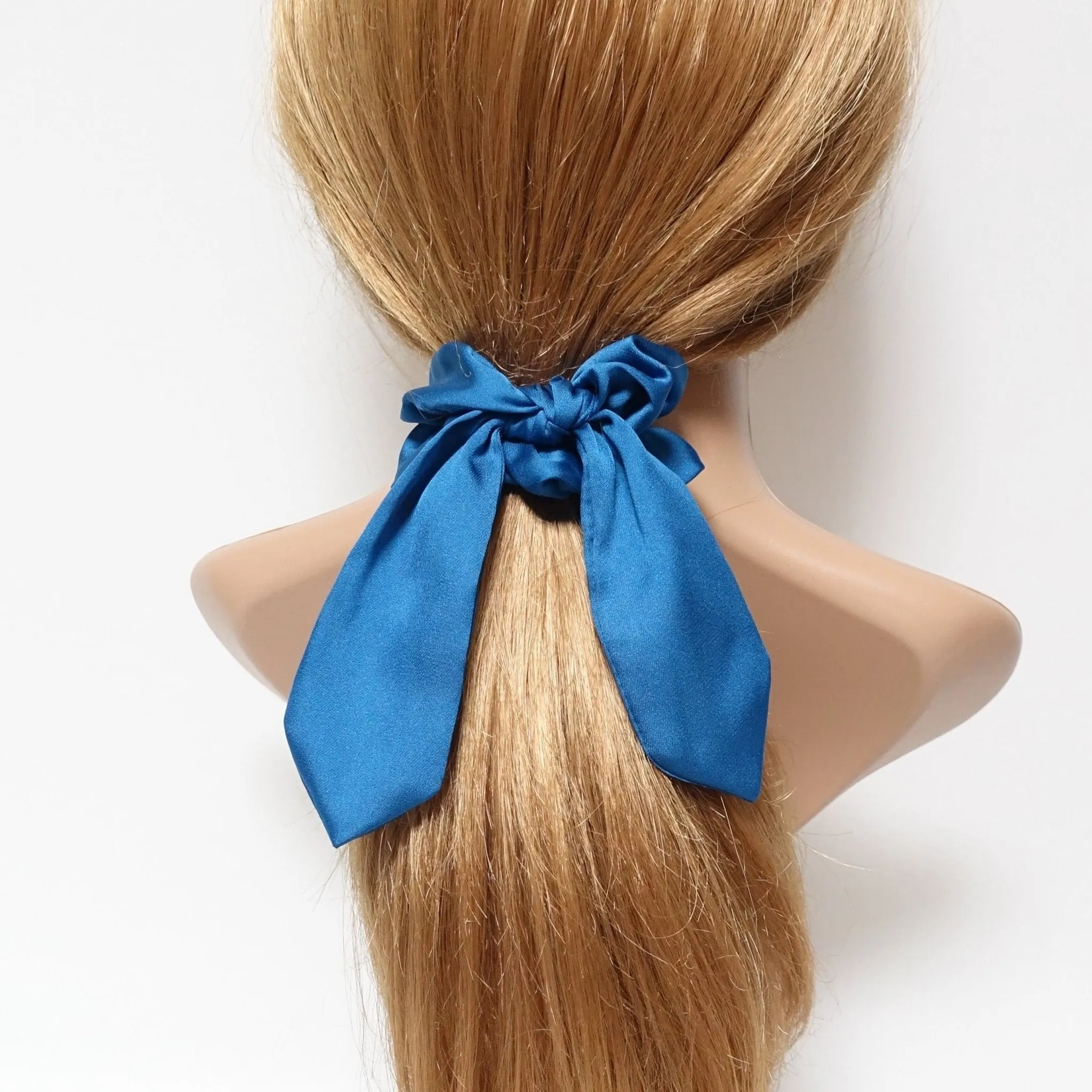 satin hair bow knot scrunchies glossy tail bow scrunchy women hair accessory