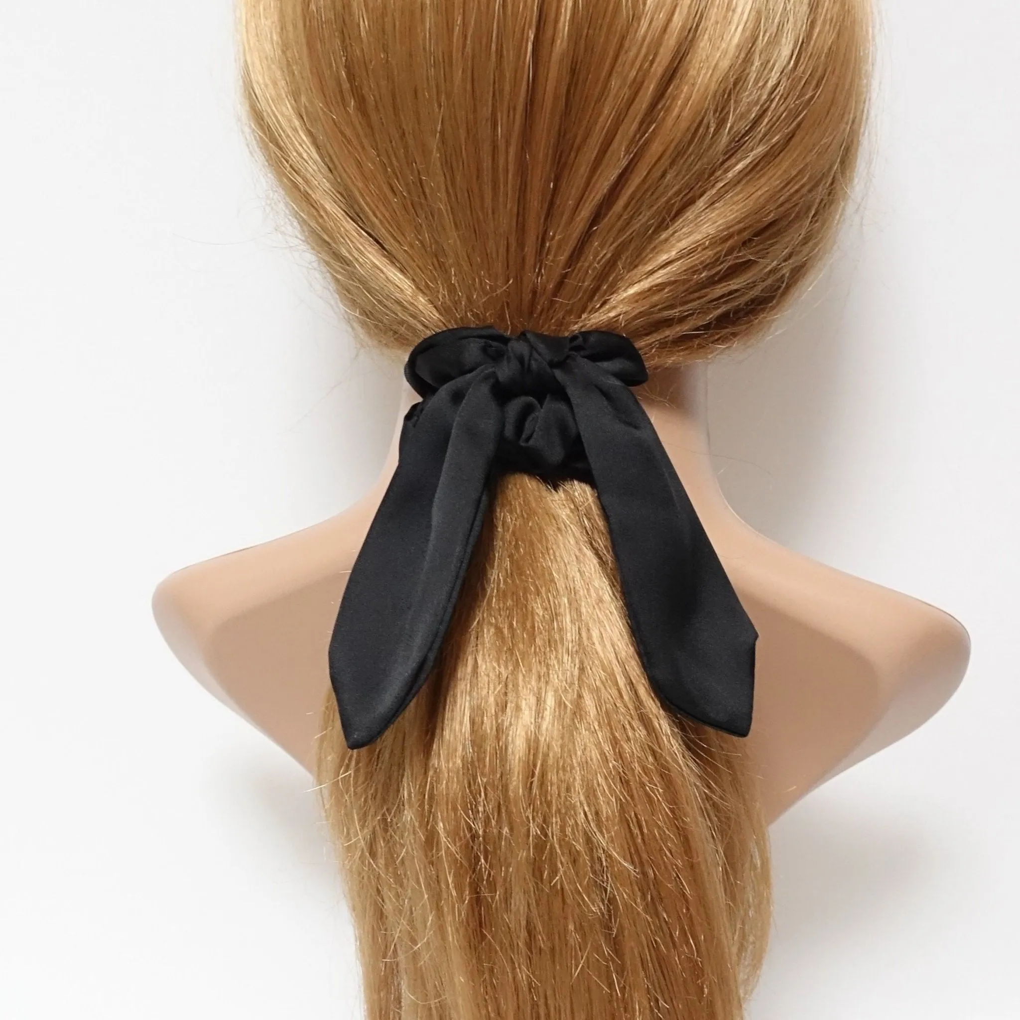 satin hair bow knot scrunchies glossy tail bow scrunchy women hair accessory