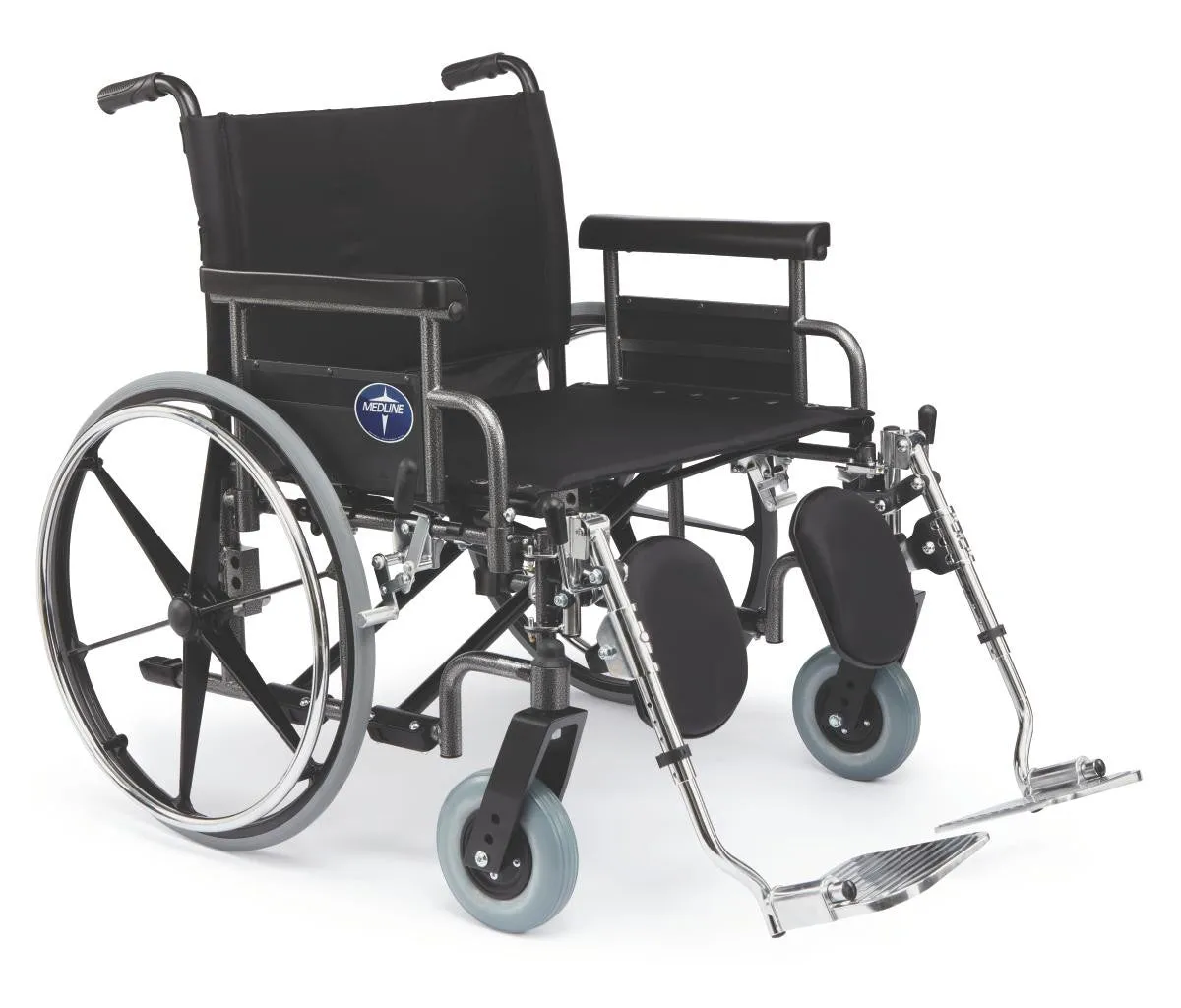 Shuttle Extra-Wide Bariatric Wheelchair with Removable Desk Length Arms and Elevating Legrests, 28"