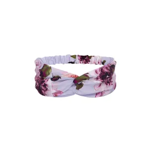 Silk Charmeuse 'Lovey' Headband: Light Blue Floral Print