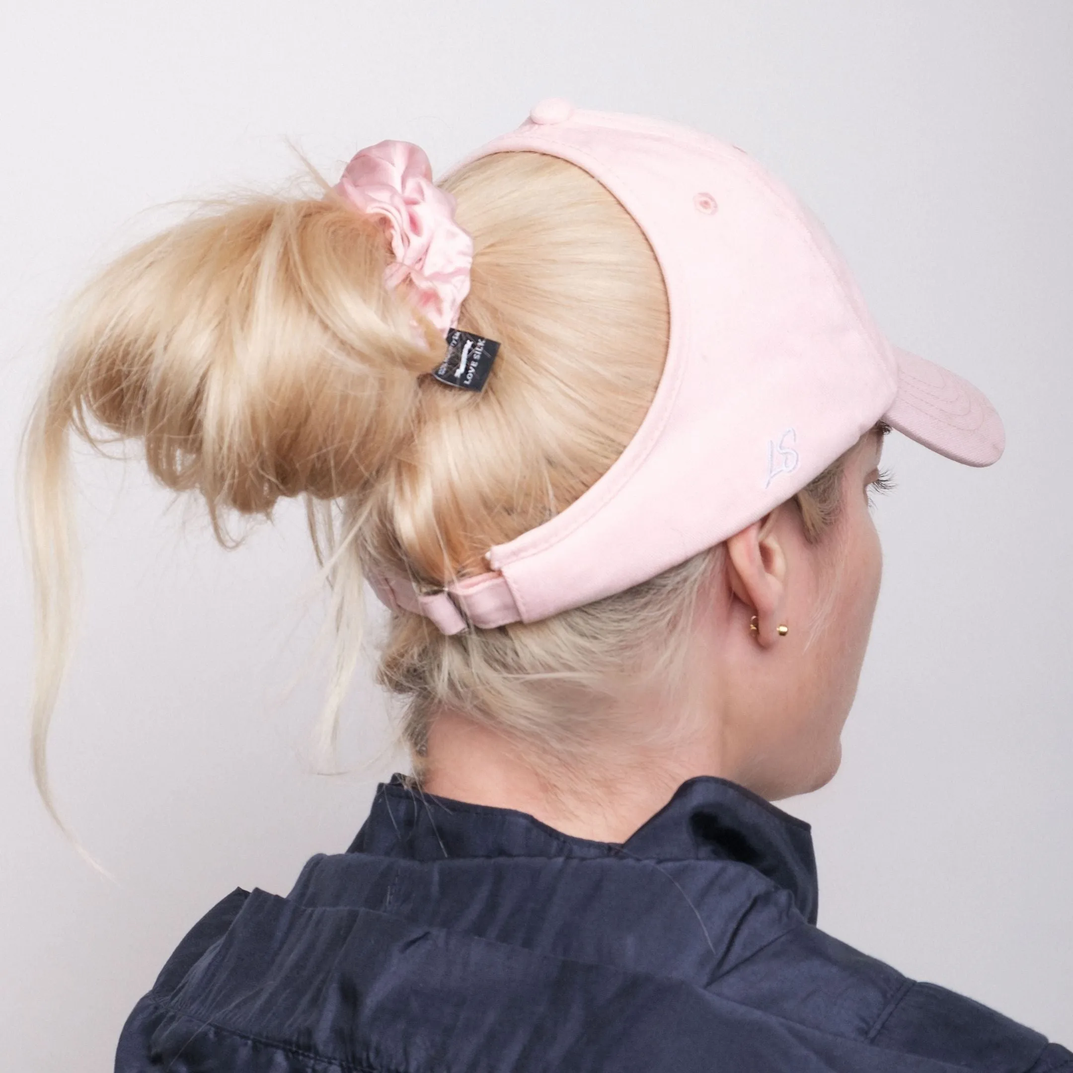 Silk-lined Baseball Cap With Open Back For Curly Hairs & Pony Tails - Lemonade Pink