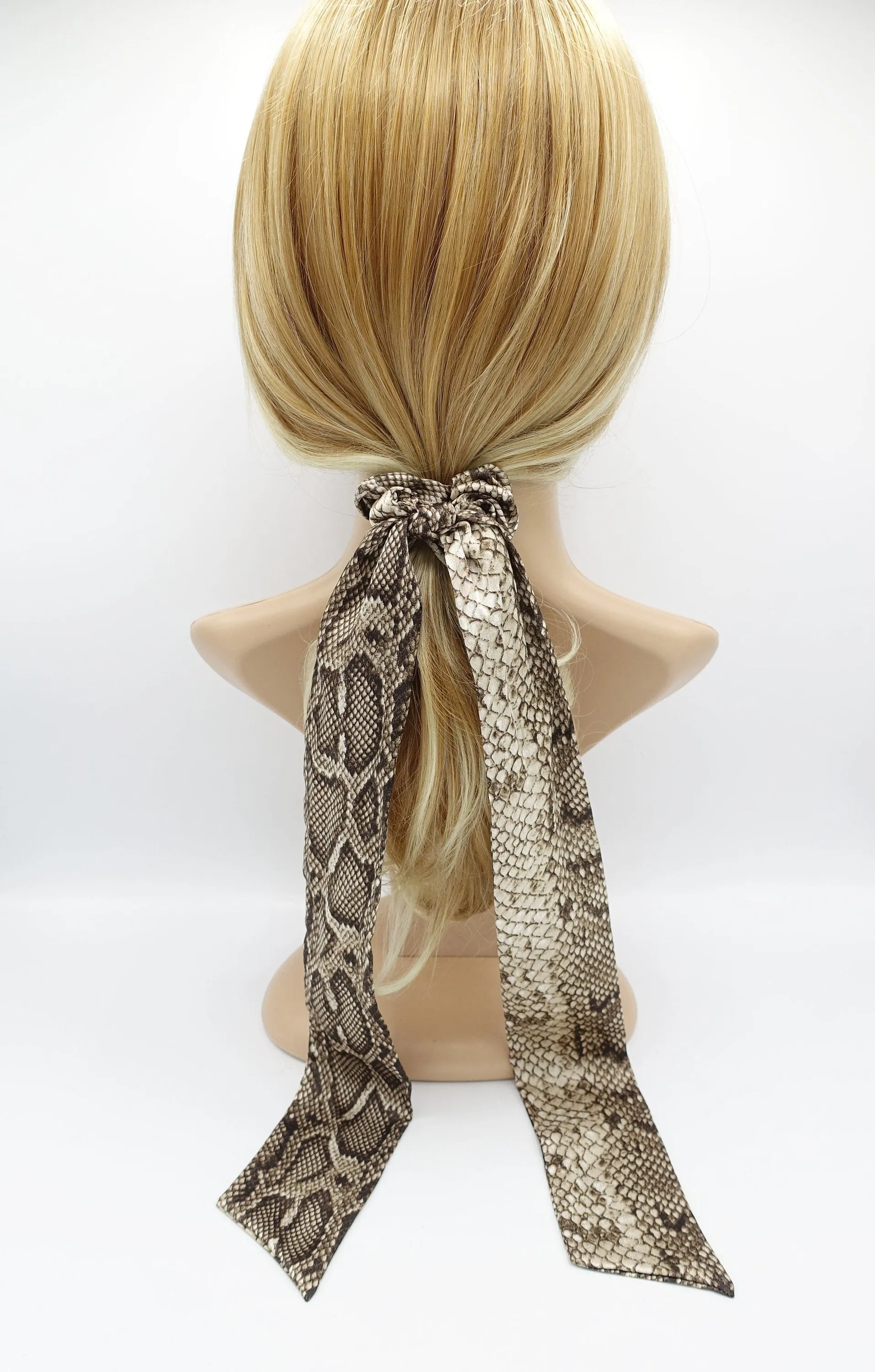 silk satin python print knot scrunchies long tail animal print hair scrunchie sexy hair tie women hair accessory