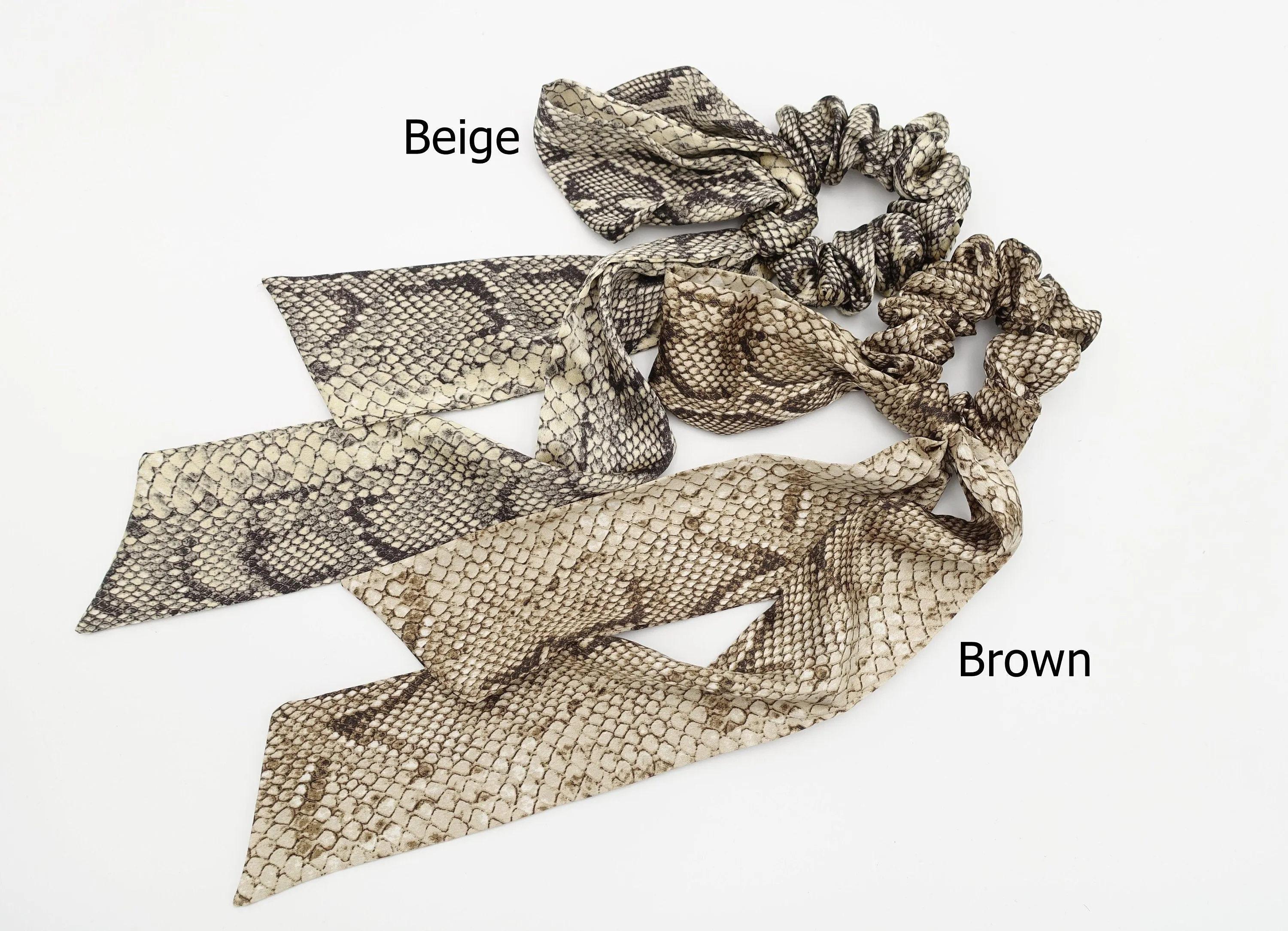 silk satin python print knot scrunchies long tail animal print hair scrunchie sexy hair tie women hair accessory