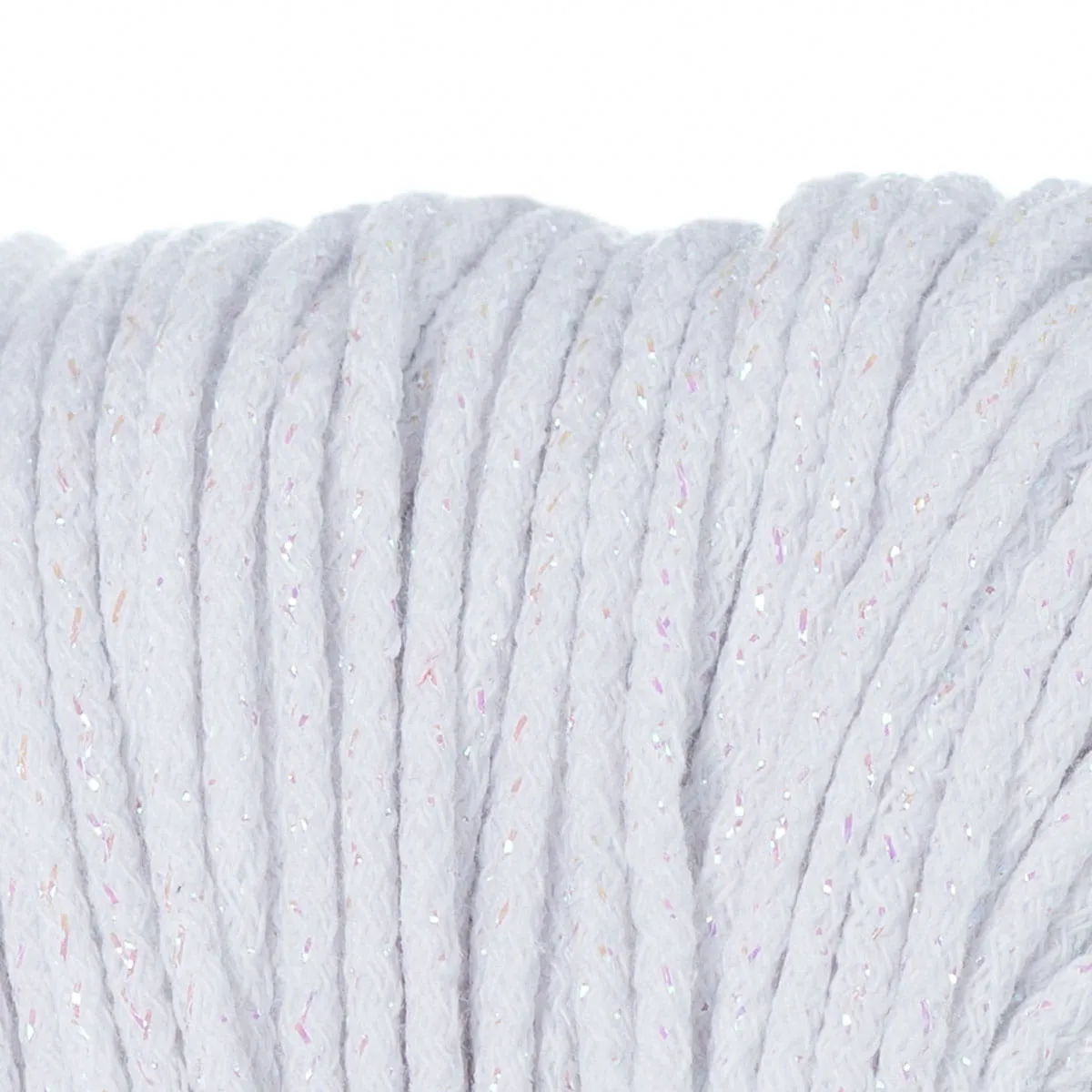 White & multicolour  Braided cotton cord 5mm